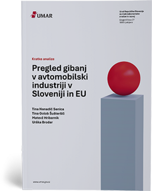 Naslovnica publikacije Pregled gibanj v avtomobilski industriji v Sloveniji in EU