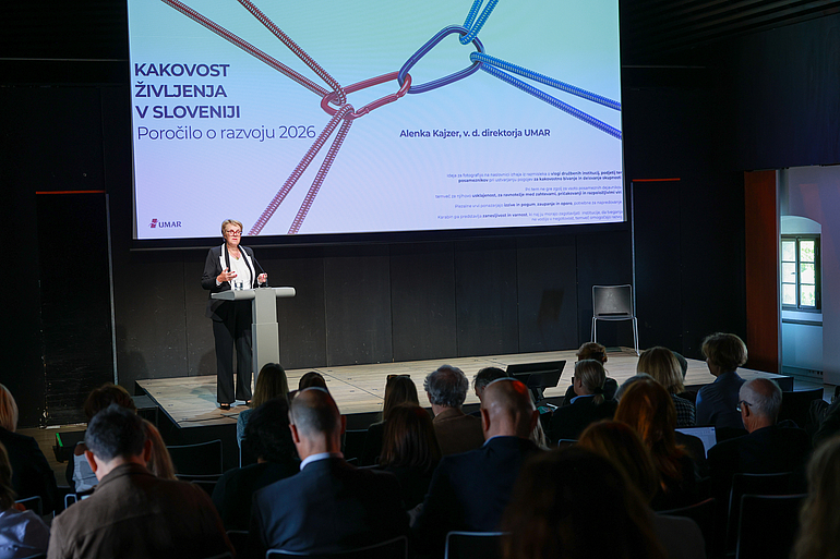 Fotografija iz predstavitve publikacije Kakovost življenja v Sloveniji – Poročilo o razvoju 2026