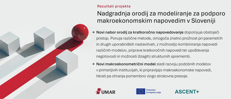 Slika s kratkim povzetkom o ciljih projekta Nadgradnja orodij za modeliranje za podporo makroekonomskim napovedim v Sloveniji